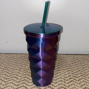 RARE Pineapple Studded Grande Starbucks Oil Slick Multi-Color Tumbler